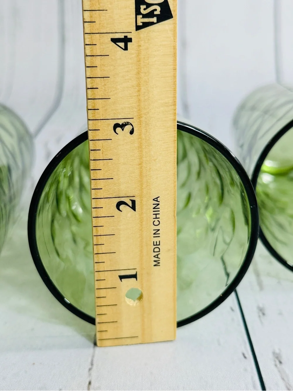 Vintage MCM Set of 3 El Dorado Hazel Atlas Glass Company Avocado green  Glasses